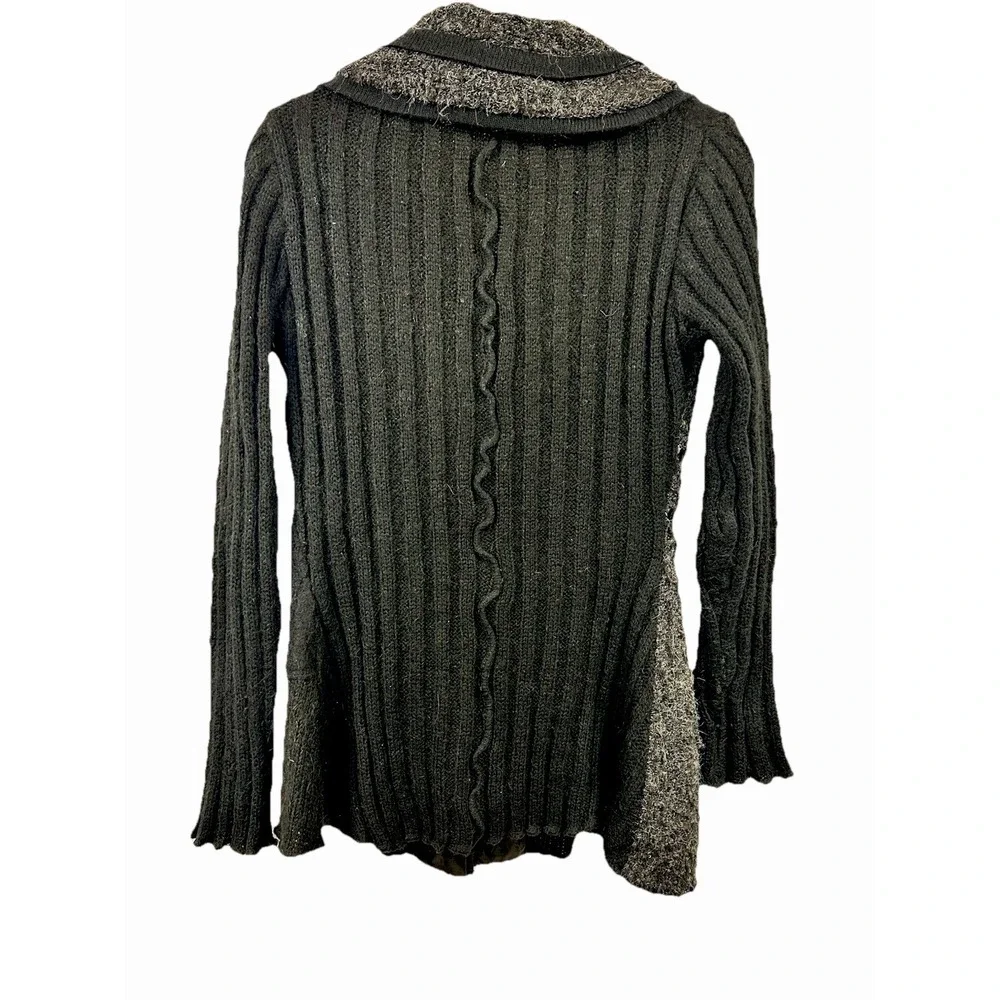 Sioni Women's Patchwork Button Up Sweater size M Whimsigoth Goth Artsy Lagenlook